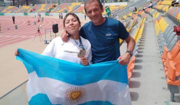 Imagen de Una joven atleta de Tordillo fue subcampeona Iberoamericana en lanzamiento de jabalina con un entrenador de Dolores