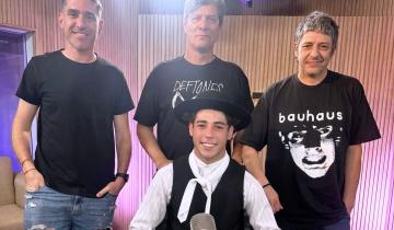 Imagen de El payador dolorense Braian Simaldoni con Mario Pergolini