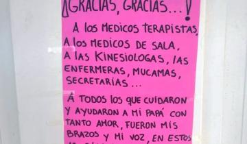 Imagen de Mar del Plata: el emotivo agradecimiento al personal de salud de la hija de un paciente de 84 años recuperado de Coronavirus