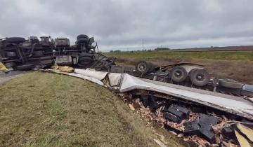 Imagen de Ruta 2: volcó un camión y perdió todo el pescado fresco que transportaba