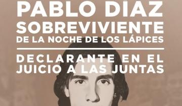 Imagen de Pablo Díaz, sobreviviente de La Noche de los Lápices, brindará una charla abierta en La Costa